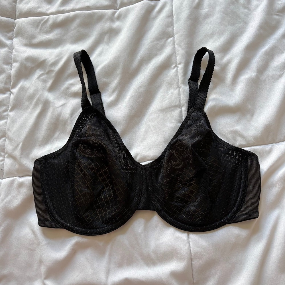 Wacoal Retro Chic Full Figure Underwire Bra Black 34DD 857210 Feminine Goth